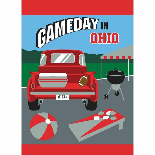Nunc Patio Supplies 13 x 18 in. Game Day in Ohio Garden Flag - Red & Grey NU3454497